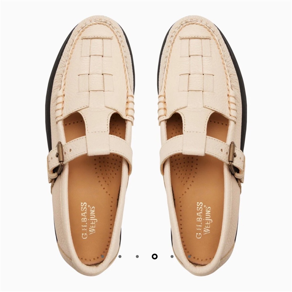 G.H. BASS Mary Jane Loafers Fisherman Weejuns Super Lug Preppy Cream Boho 10